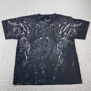 Tapout Shirt Boys 8 Black Tribal Graphic Tee MMA Training Wrestling Sports Y2K